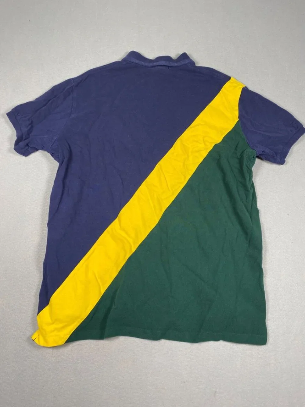 Polo Ralph Lauren Mens Custom Fit Polo Shirt XL Colorblock Yellow/Green/Navy